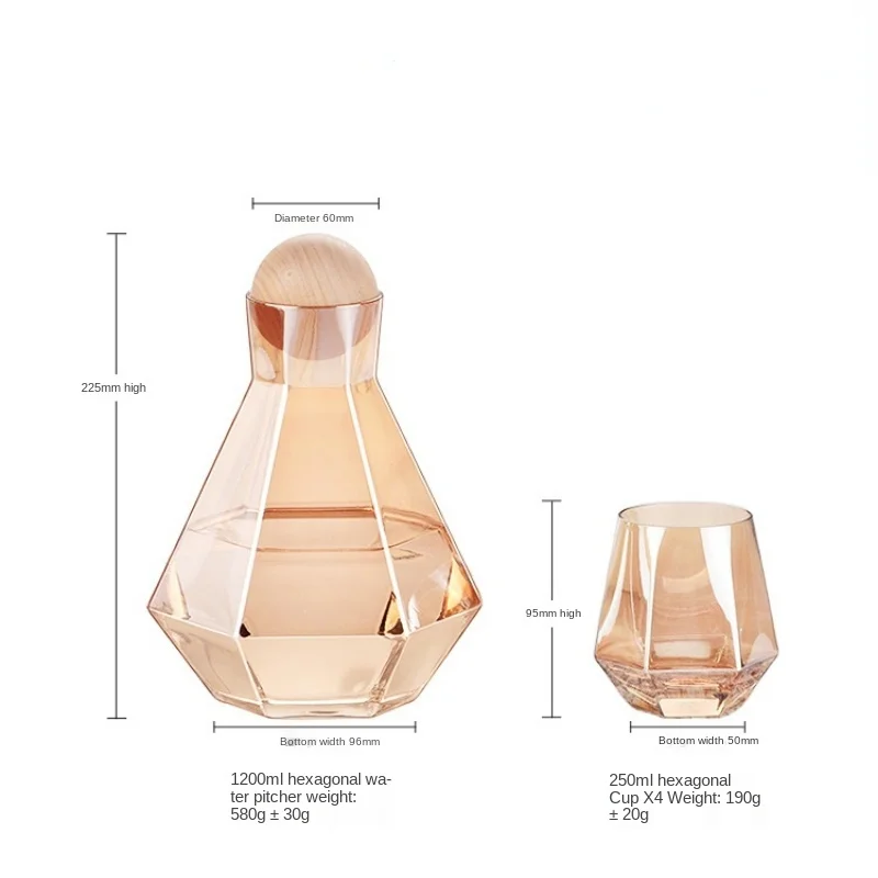 Heat-resistant rhombus cold water bottle six-sided glass jug set household drinking fountain set cold water bottle water cup
Heat-resistant rhombus cold water bottle six-sided glass jug set household drinking fountain set cold water bottle water cup