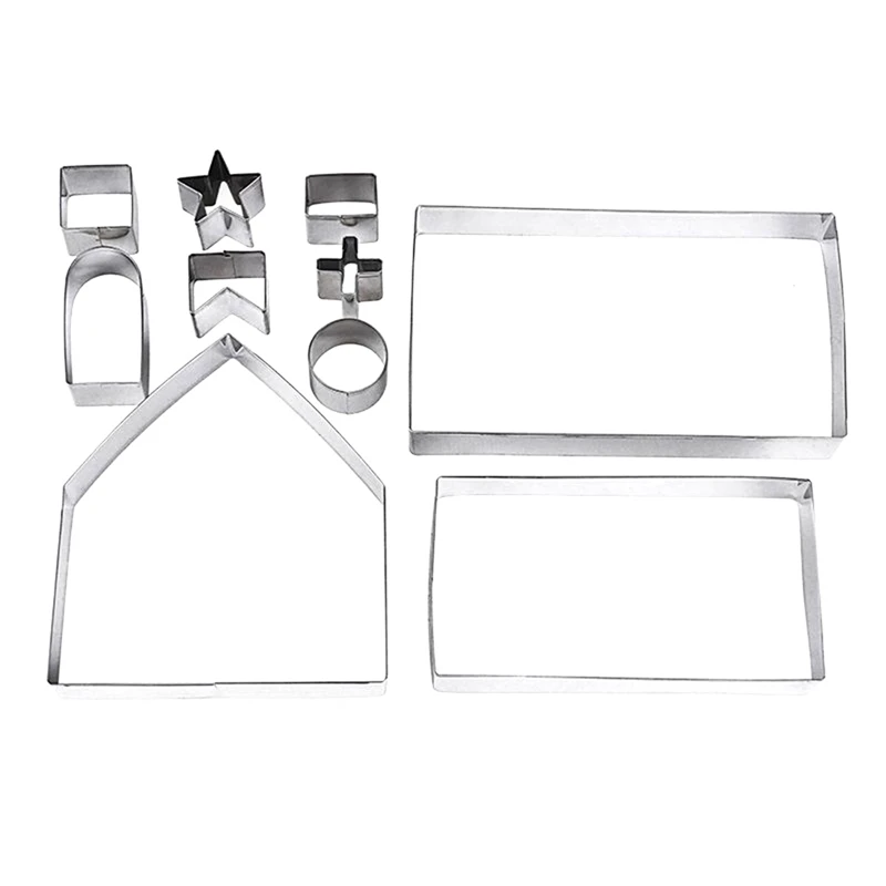 3D Three-Dimensional Stainless Steel Biscuit Mold Christmas Gingerbread House 10-Piece Set Of Baking Tools
3D Three-Dimensional Stainless Steel Biscuit Mold Christmas Gingerbread House 10-Piece Set Of Baking Tools