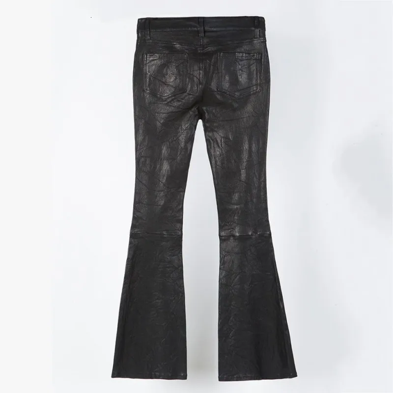 Brand Fashion Women Sexy Lace Up Skinny Wide Leg Pants 100% Sheepskin Genuine Leather Stretch Flared Trousers Lady Gothic Pants
Brand Fashion Women Sexy Lace Up Skinny Wide Leg Pants 100% Sheepskin Genuine Leather Stretch Flared Trousers Lady Gothic Pants