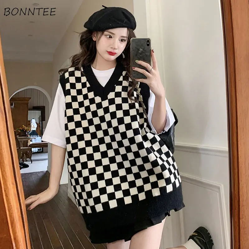 Sweater Vests Women Preppy Look Plaid Feminino Cozy Korean Style Sweetie Retro All-match Hipsters Tender Leisure Panelled Ladies
Sweater Vests Women Preppy Look Plaid Feminino Cozy Korean Style Sweetie Retro All-match Hipsters Tender Leisure Panelled Ladies