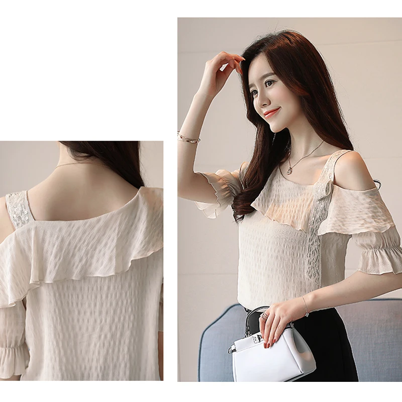 Fashion Short Length Loose Women Summer Off Shoulder Chiffon Blouse 2021 New Slash Neck Ruffles Tops Flare Sleeve Blusas 8752 50
Fashion Short Length Loose Women Summer Off Shoulder Chiffon Blouse 2021 New Slash Neck Ruffles Tops Flare Sleeve Blusas 8752 50