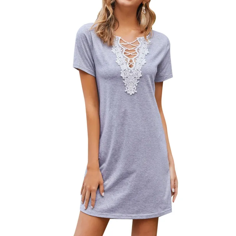 С вырезом и цветочным узором и элегантным вырезом свободное трикотажное платье; Мягкая и удобная обувь Повседневное все-матч короткая женс... 
С вырезом и цветочным узором и элегантным вырезом свободное трикотажное платье; Мягкая и удобная обувь Повседневное все-матч короткая женс...