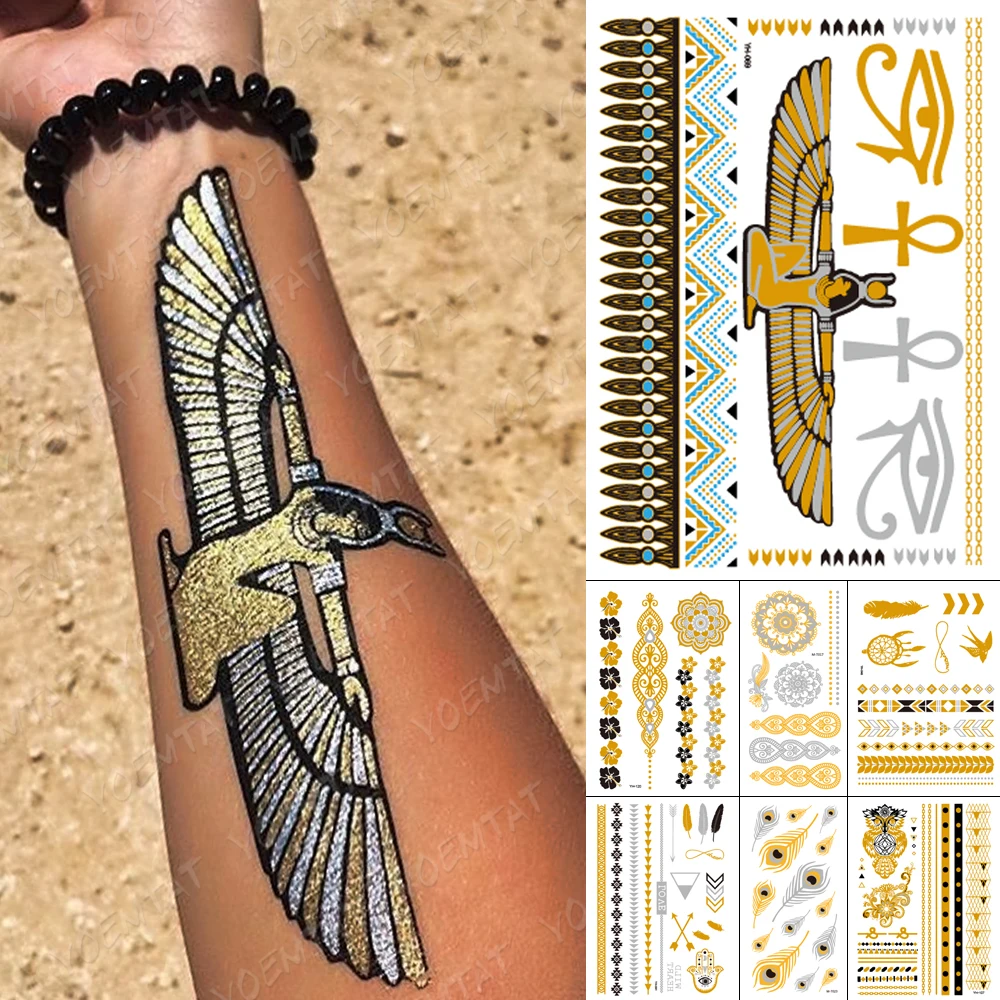 Waterproof Temporary Tattoo Sticker Metallic Gold Silver Eyes Egyptian Goddess Hies Flash Tatoo Women Henna Body Art Fake Tatto
Waterproof Temporary Tattoo Sticker Metallic Gold Silver Eyes Egyptian Goddess Hies Flash Tatoo Women Henna Body Art Fake Tatto