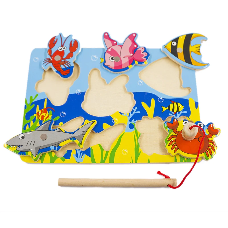 3D Детские Деревянные Монтессори магнитные рыболовные игры доска детские игрушки