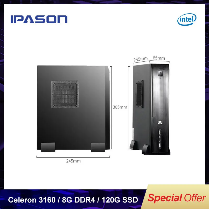 IPASON мини настольный компьютер коммерческих Quad Core Офисные Мини полный набор Machinee