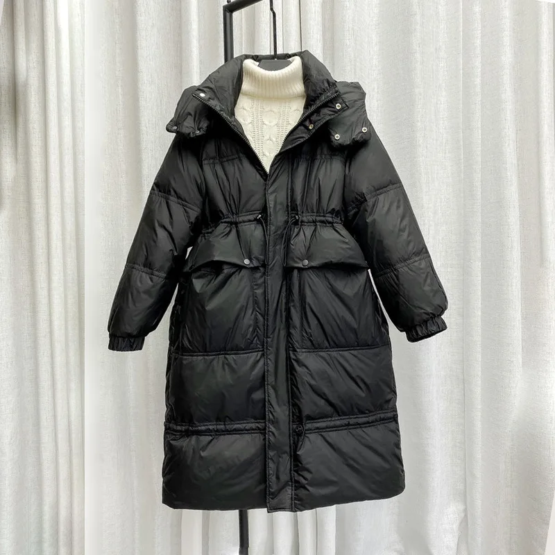 Loose Hooded Down Jacket Women Fashion Solid Color Big Pocket Winter Coat Korean Version Drawstring Thick White Duck Down Jacket
Loose Hooded Down Jacket Women Fashion Solid Color Big Pocket Winter Coat Korean Version Drawstring Thick White Duck Down Jacket