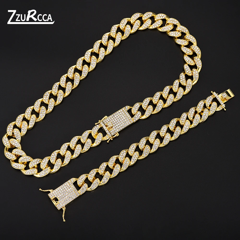 Hip Hop Cuban Chain Bracelet Necklace Bling Miami Iced Out Full Rhinestone CZ Bracelet Necklace Kits for Men Women Freeship
Hip Hop Cuban Chain Bracelet Necklace Bling Miami Iced Out Full Rhinestone CZ Bracelet Necklace Kits for Men Women Freeship