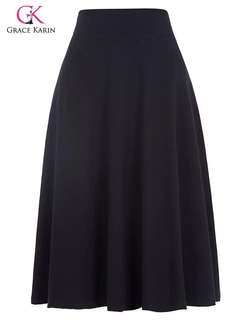 Grace Karin модная женская высокая эластичная хлопковая юбка с высокой талией