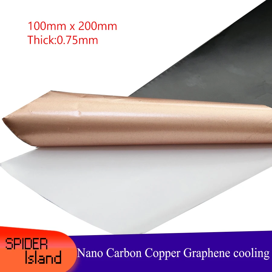 Фото Мобильная пленка охлаждения графитовой медной фольги нанометровых углеродных пластинок для изоляции ПК ЦПУ наклейки 100 мм * 200 мм * 0,75 мм включено.