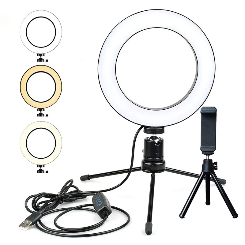 

16cm LED Selfie Ring Light Dimmable 128 LED Ring Lamp Photo Video Camera Phone Light Ringlight for Live YouTube Fill Light