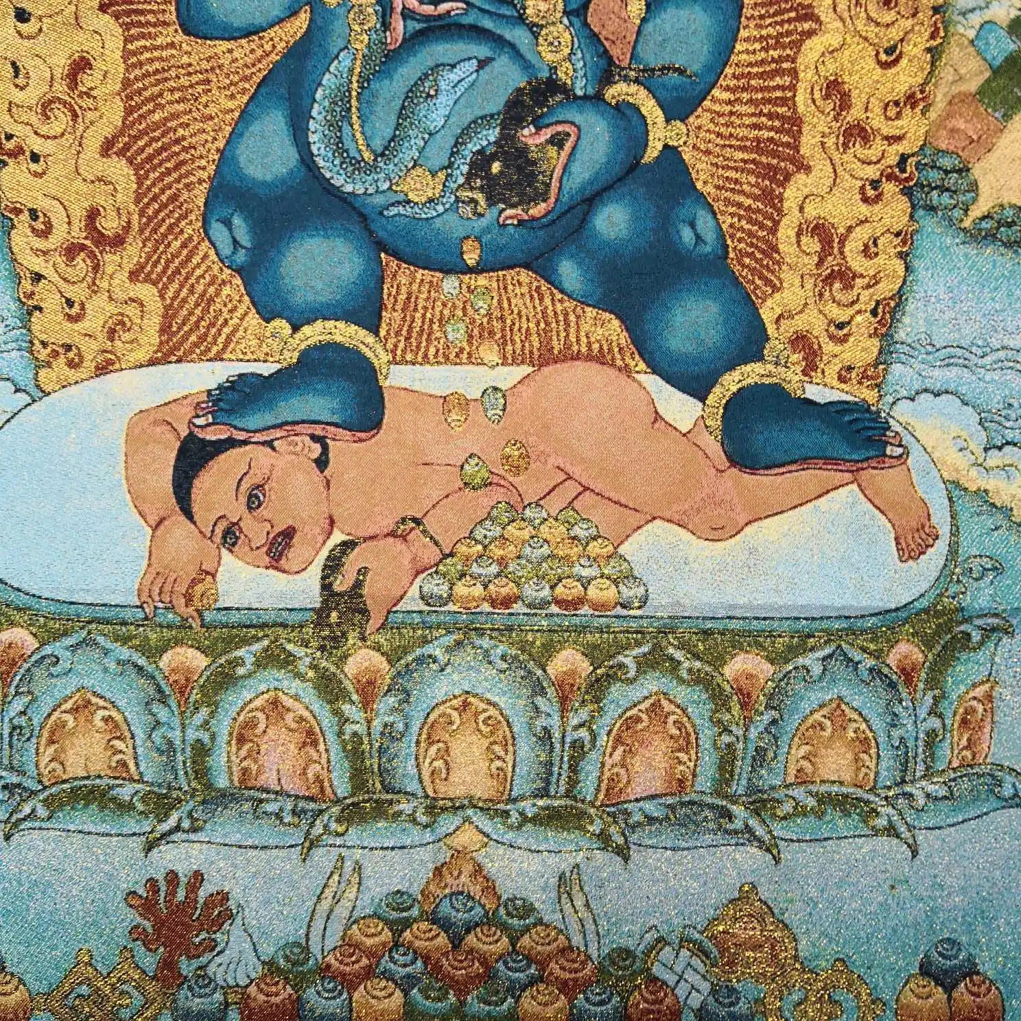 Tibet Silk Embroidery Welcome. Goddess Of warstatue Tangka Thangka Painting Mural