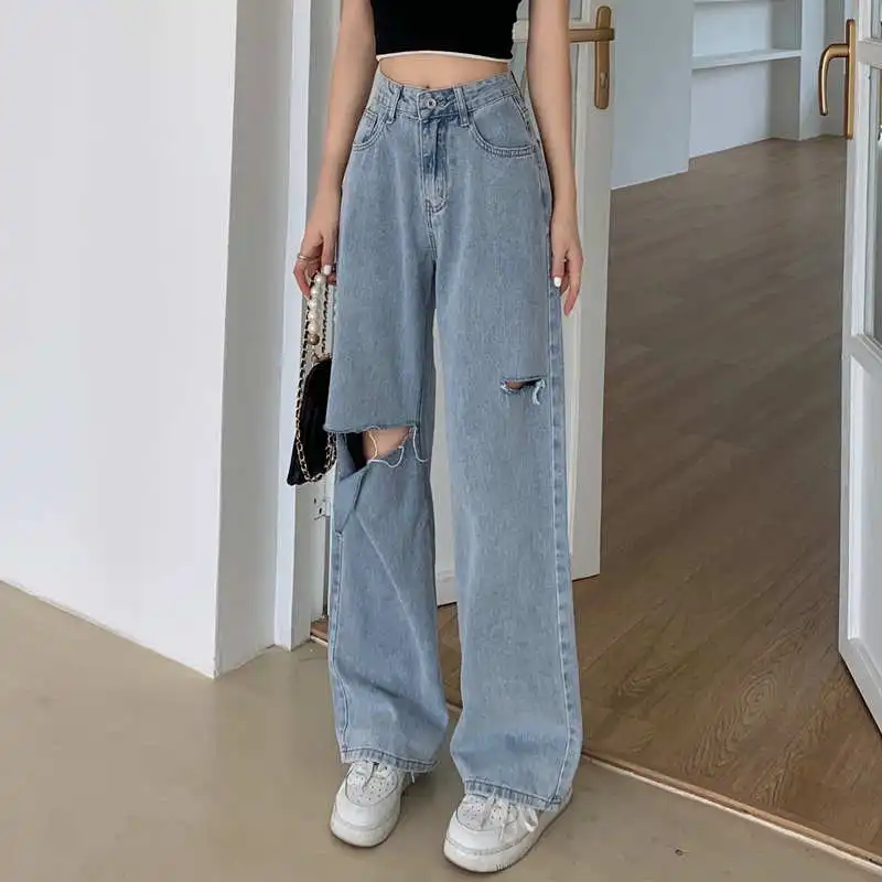 High Waist Ripped Jeans Women Trousers Spring Summer Streetwear Loose Vintage Long Wide Leg Denim Cargo Jeans Casual Pants C8045
High Waist Ripped Jeans Women Trousers Spring Summer Streetwear Loose Vintage Long Wide Leg Denim Cargo Jeans Casual Pants C8045
