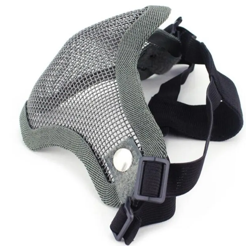 Outdoor Tactical Airsoft Mask Half-face Mesh Metallic Steel Military Breathable Paintball With Ear Mask
Outdoor Tactical Airsoft Mask Half-face Mesh Metallic Steel Military Breathable Paintball With Ear Mask