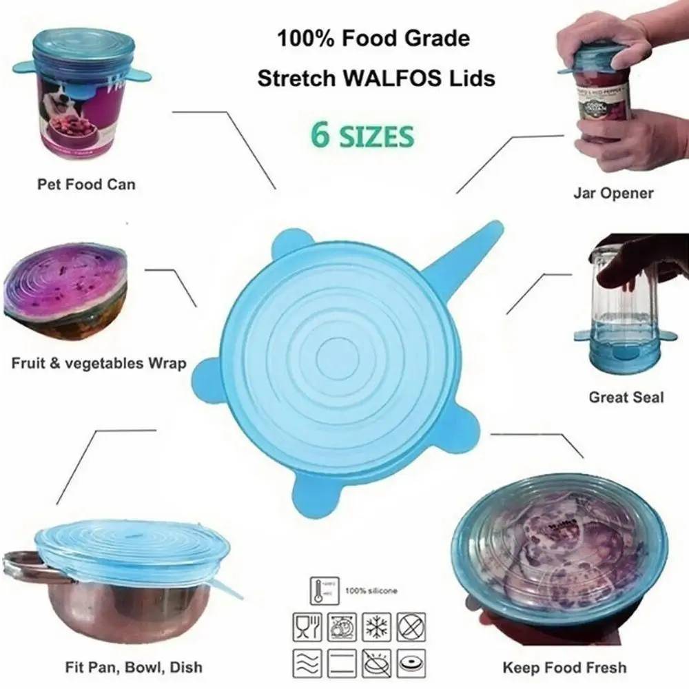 6 Pcs/Set Food Silicone Cover Cap Reusable Silicone For Cookware Kitchen Bowl Cover Lids Stretch Universal Accessories I8W3
6 Pcs/Set Food Silicone Cover Cap Reusable Silicone For Cookware Kitchen Bowl Cover Lids Stretch Universal Accessories I8W3