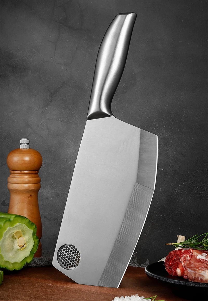 Meat Cleaver with Garlic Press Chopping Bone Stainless Steel Kitchen Chef Knife Kitchen Accessories Kitchen Items Utility Knife
Meat Cleaver with Garlic Press Chopping Bone Stainless Steel Kitchen Chef Knife Kitchen Accessories Kitchen Items Utility Knife
