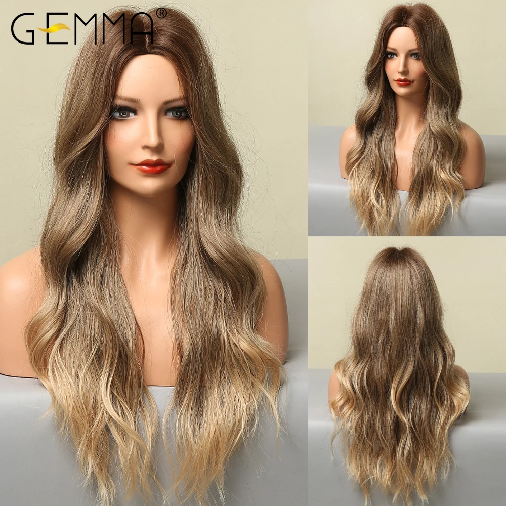 GEMMA Long Wavy Ombre Black Brown Golden Blonde Synthetic Wig Natural Middle Part Heat Resistant Hair Wigs for Black Women Afro
GEMMA Long Wavy Ombre Black Brown Golden Blonde Synthetic Wig Natural Middle Part Heat Resistant Hair Wigs for Black Women Afro