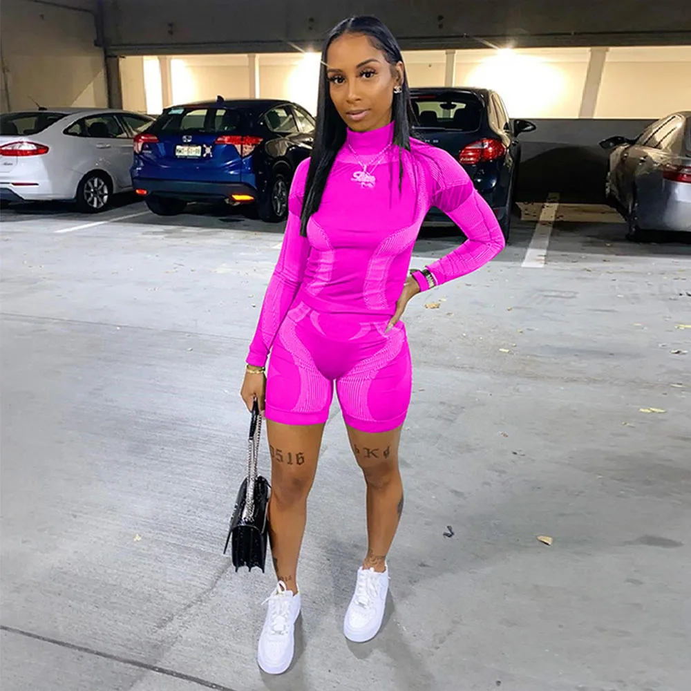 Sportswear Fitness 2 Two Pieces Set for Women Long Sleeve Turtleneck Tight Top and Skinny Biker Short Summer Activewear Suits
Sportswear Fitness 2 Two Pieces Set for Women Long Sleeve Turtleneck Tight Top and Skinny Biker Short Summer Activewear Suits