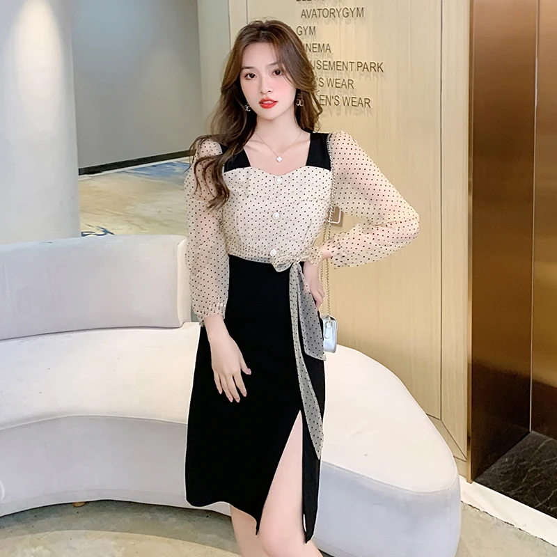 Женское платье в горошек, однотонное офисное цельное платье на молнии с длинным рукавом, в Корейском стиле, осень-весна 2021
Женское платье в горошек, однотонное офисное цельное платье на молнии с длинным рукавом, в Корейском стиле, осень-весна 2021