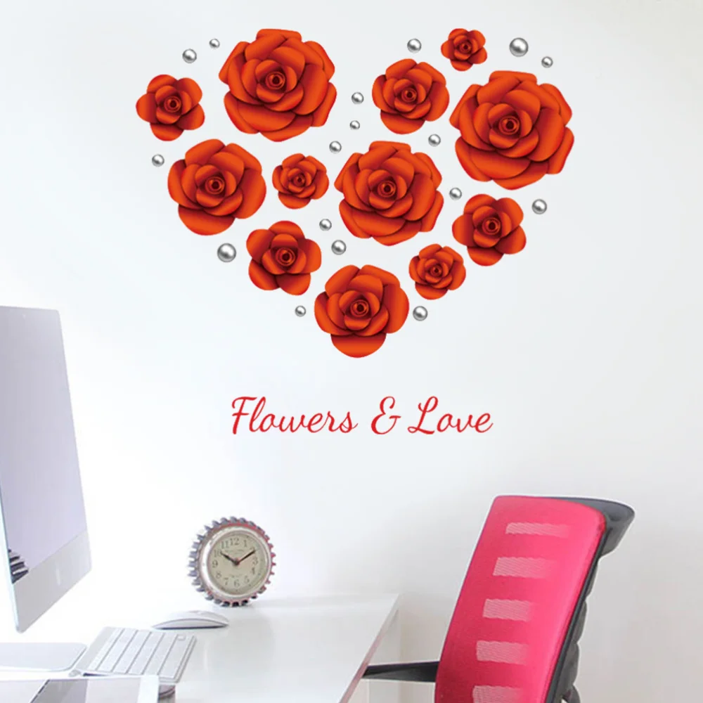 Modern Romantic Love Red Rose Flowers Wall Stickers Wedding Decoration TV Sofa Wall Window Art Mural Removable PVC DIY Posters
Modern Romantic Love Red Rose Flowers Wall Stickers Wedding Decoration TV Sofa Wall Window Art Mural Removable PVC DIY Posters
