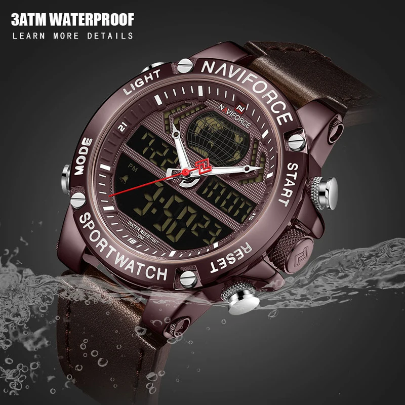 NAVIFORCE Top Brand Men Dual Display Watch Mens Luxury Analog Digital Sport Quartz Wrist Watches Waterproof Relogio Masculino
NAVIFORCE Top Brand Men Dual Display Watch Mens Luxury Analog Digital Sport Quartz Wrist Watches Waterproof Relogio Masculino