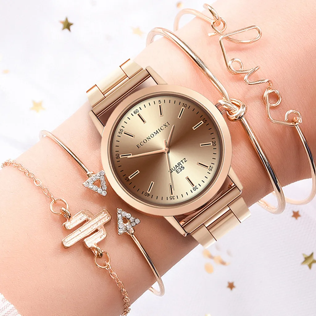 5PCS Watch With Bracelet Luxury Women's Quartz Wristwatch Fashion Bangle Ladies Wrist Watch Elegante Clock Gift Relogio #1015
5PCS Watch With Bracelet Luxury Women's Quartz Wristwatch Fashion Bangle Ladies Wrist Watch Elegante Clock Gift Relogio #1015