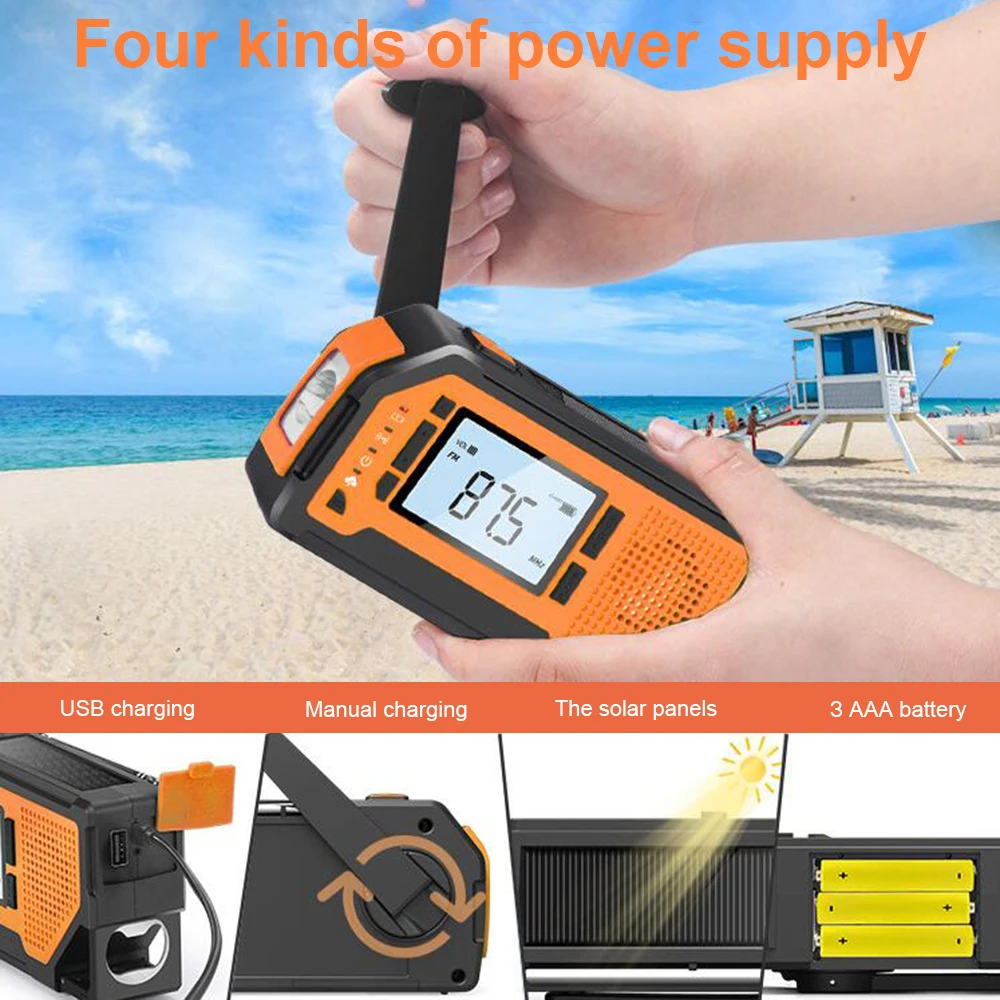 Emergency Weather Radio 2000mAh Outdoor Portable Solar Hand Crank AM/FM Radio with LED Flashlight LCD Screen
Emergency Weather Radio 2000mAh Outdoor Portable Solar Hand Crank AM/FM Radio with LED Flashlight LCD Screen