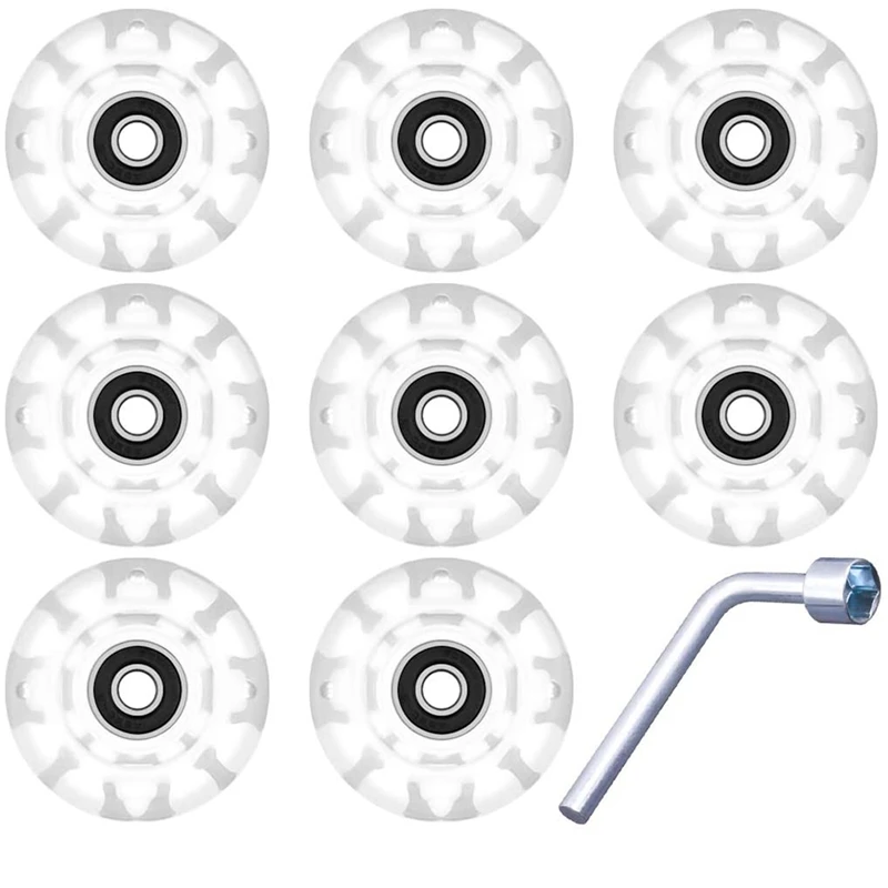 8 Pack Roller Skate Wheels with Bearings Installed Luminous Quad Light Up Wheels for Double Row Skating and Skateboard 
8 Pack Roller Skate Wheels with Bearings Installed Luminous Quad Light Up Wheels for Double Row Skating and Skateboard