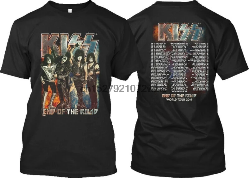 Горячая новинка 2019 черная футболка Kiss End Of The Road Tour Date размер США|Мужские футболки|