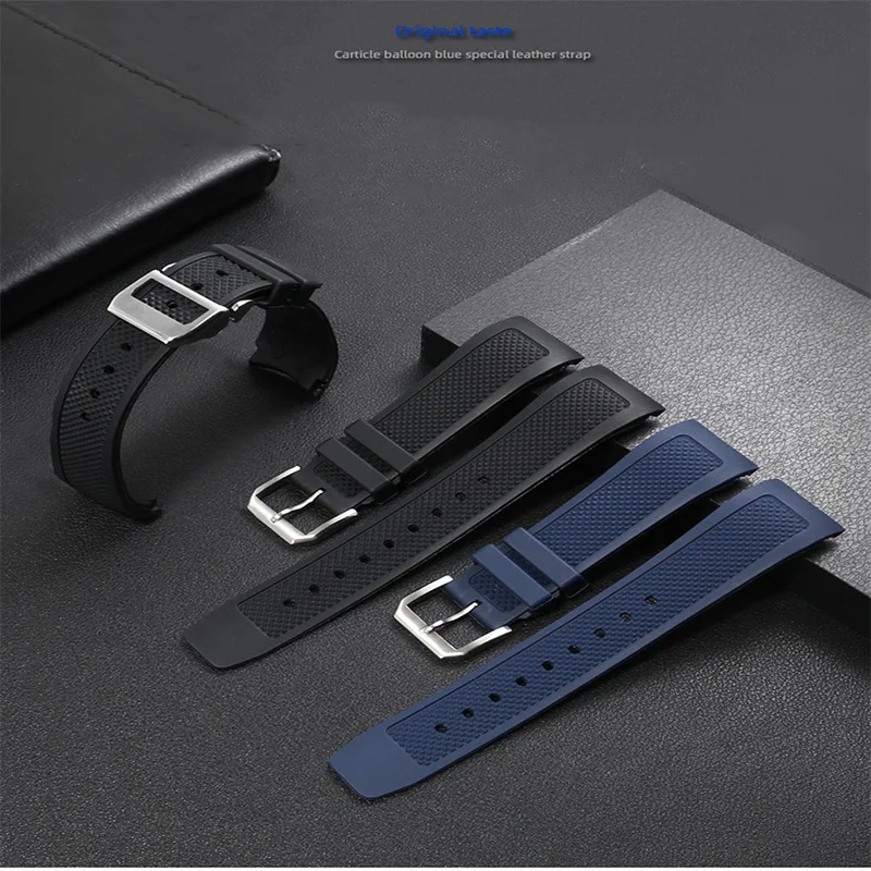 

PEIYI Silicone Arc Interface Watchband 22mm Black Blue Strap Substitute For IWC IW390211 IW390209 Men's Watch Accessories