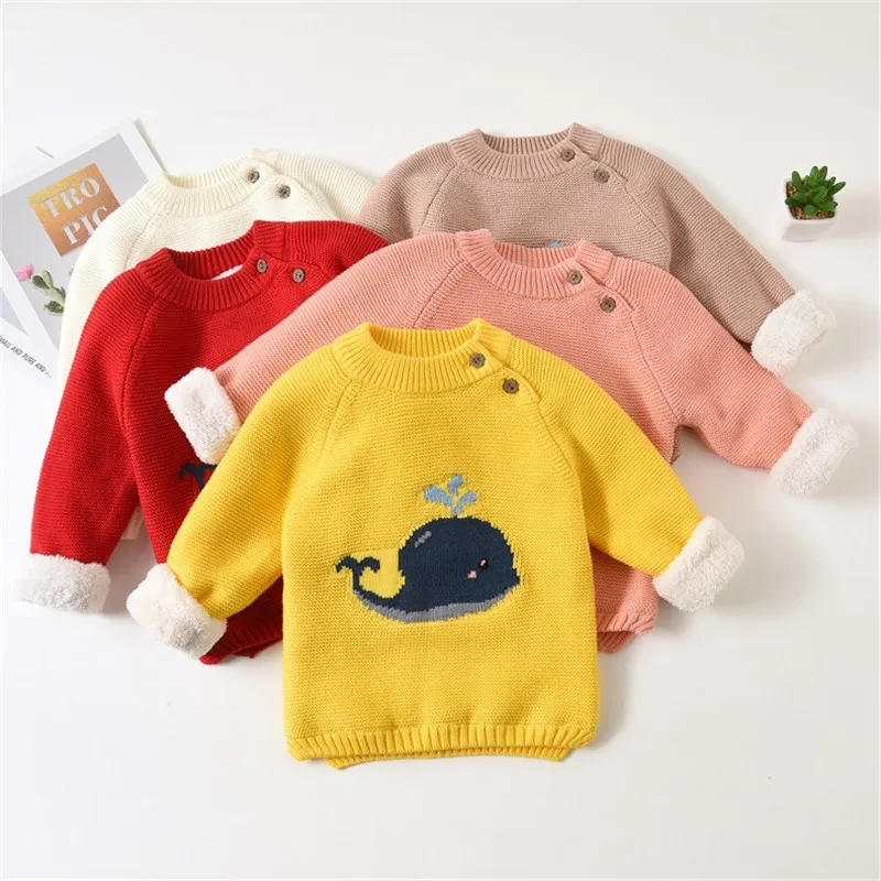 Warm Children's Sweaters Baby Boys Girls Kid Winter Clothing Infant Cartoon Whale Design Pullovers Toddler O-neck Velvet Sweater
Warm Children's Sweaters Baby Boys Girls Kid Winter Clothing Infant Cartoon Whale Design Pullovers Toddler O-neck Velvet Sweater