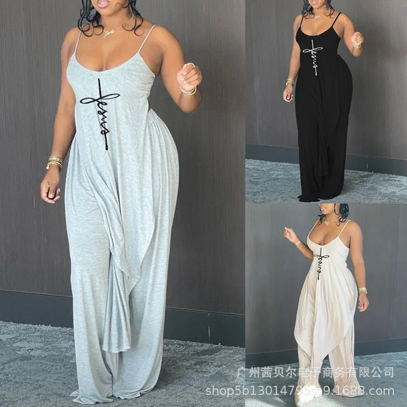 WEPBEL Women's Loose Letters Printing Suit Sexy O-Neck Spaghetti Strap X-Long Irregular Top + High Waist Wide Leg Pants Suit
WEPBEL Women's Loose Letters Printing Suit Sexy O-Neck Spaghetti Strap X-Long Irregular Top + High Waist Wide Leg Pants Suit