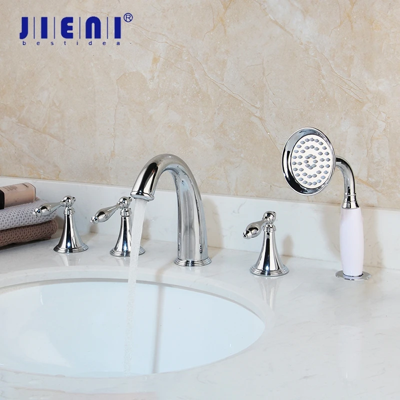 JIENI Solid Brass Bathroom 5 Pcs Bathtub Faucet Shower Set Deck Mounted Chrome Polish 2 Handles 3 Pcs Bathtub Basin Mixer Faucet
JIENI Solid Brass Bathroom 5 Pcs Bathtub Faucet Shower Set Deck Mounted Chrome Polish 2 Handles 3 Pcs Bathtub Basin Mixer Faucet