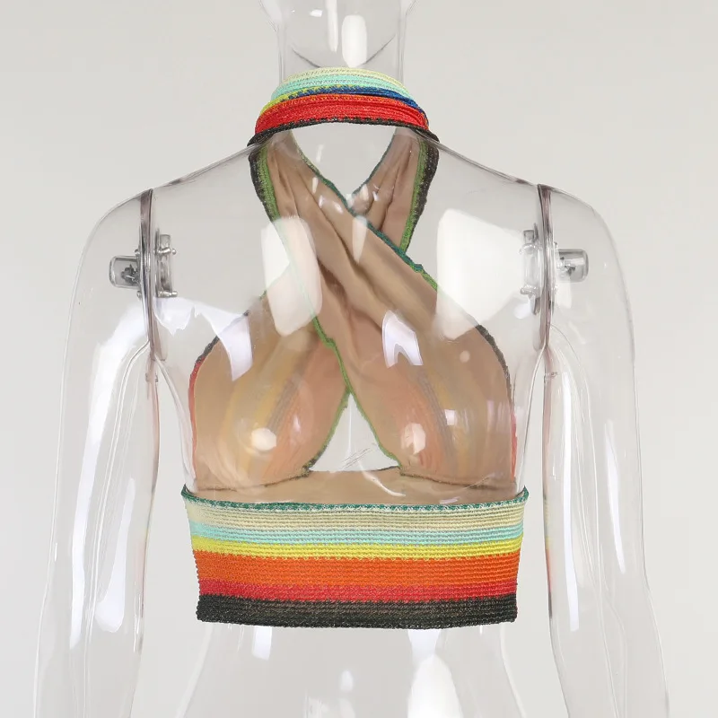 Sexy Criss-Cross Boob Wrap Halter Top Boho Beach Style Knitted Striped Sleeveless Backless Cami Women Summer Crop Top Mini Vest
Sexy Criss-Cross Boob Wrap Halter Top Boho Beach Style Knitted Striped Sleeveless Backless Cami Women Summer Crop Top Mini Vest