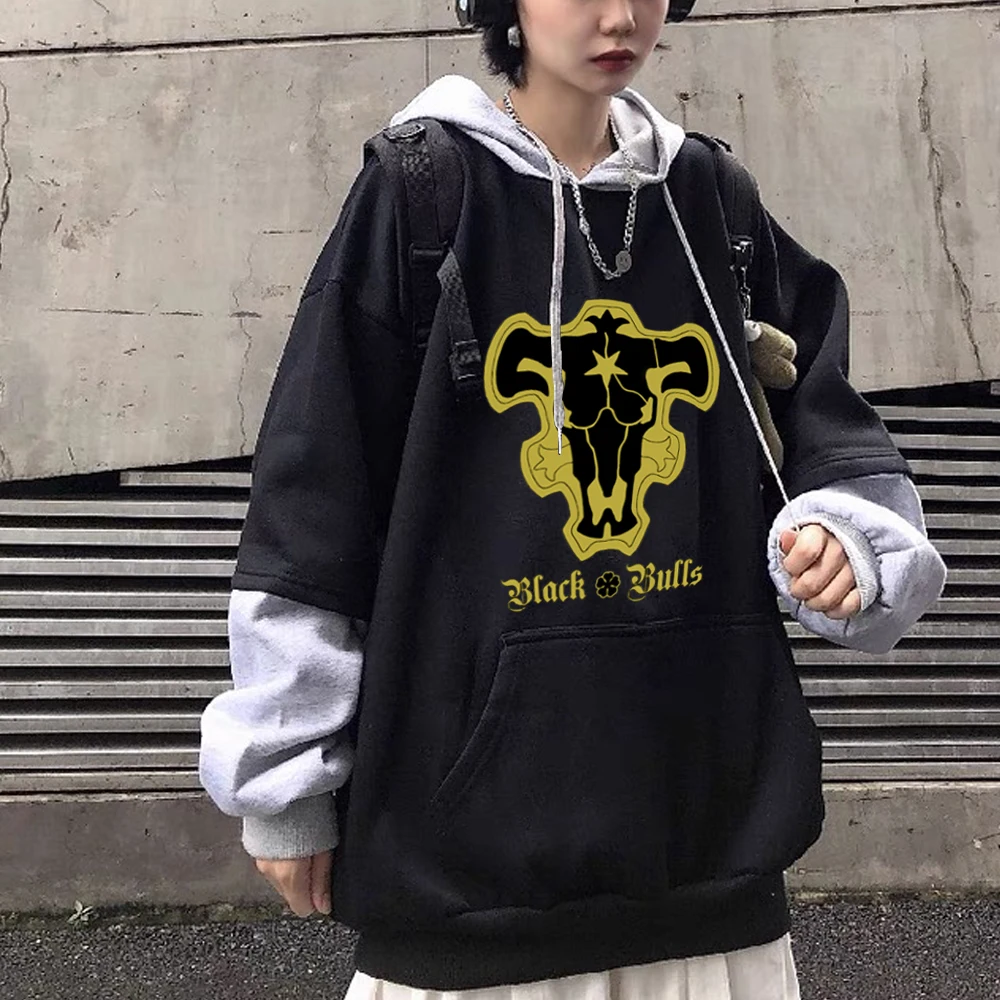 Two-color Stitching Sweater 2021 Hot Anime Black Clover Print Loog Sleeve Fake Two Pieces Hoodie Sweatshirt Winter Autumn Top 
Two-color Stitching Sweater 2021 Hot Anime Black Clover Print Loog Sleeve Fake Two Pieces Hoodie Sweatshirt Winter Autumn Top