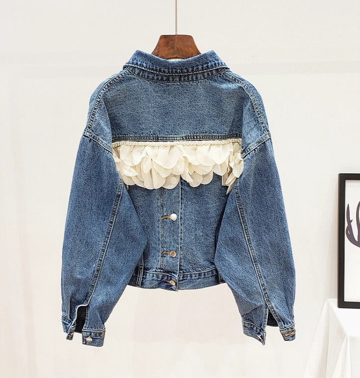 Women's spring autumn casual loose back beaded denim jacket female high waist plus size jean jacket outwear TB906
Women's spring autumn casual loose back beaded denim jacket female high waist plus size jean jacket outwear TB906