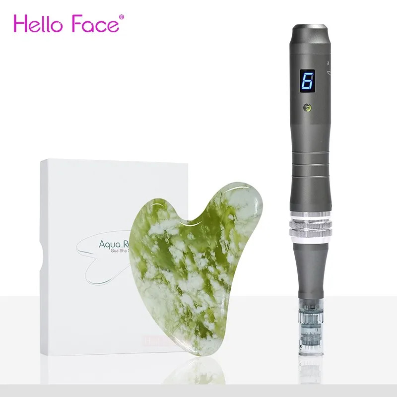 Hello Face Беспроводная Dr pen Ultima M8 с гуаша подарки Дерма-ручка ролик для лица микроиглы