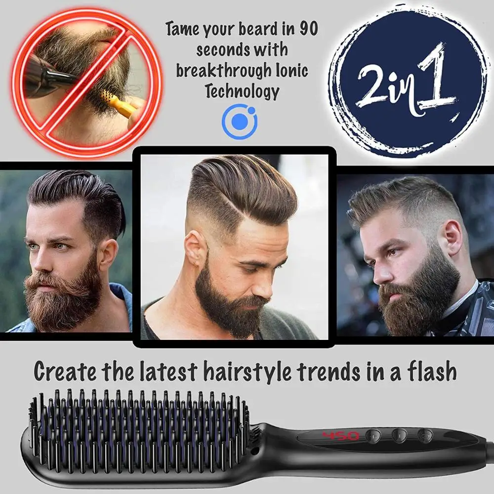 Fast Heating Hair Straightener Brush Comb Personal Care Smooth Men's Styling Shape Anti Static Fluffy Straight Beard Comb
Fast Heating Hair Straightener Brush Comb Personal Care Smooth Men's Styling Shape Anti Static Fluffy Straight Beard Comb