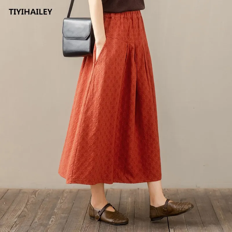 TIYIHAILEY Free Shipping Vintage Long Maxi A-Line Women Elastic Waist Spring And Autumn Linen Skirt Cotton 2020 New Print 
TIYIHAILEY Free Shipping Vintage Long Maxi A-Line Women Elastic Waist Spring And Autumn Linen Skirt Cotton 2020 New Print