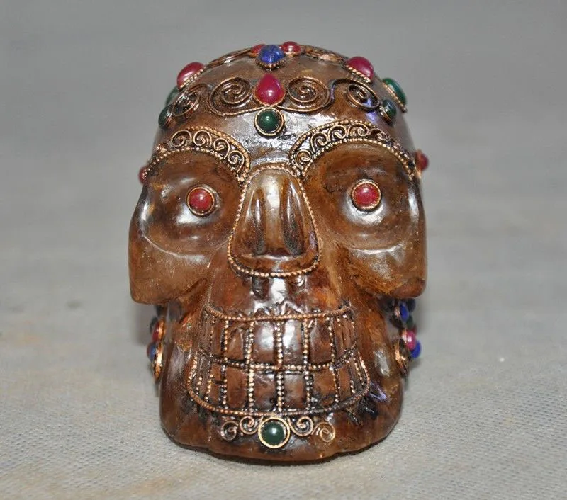 christmas Rare Tibet Buddhism Crystal Silver Filigree inlay gem Skeleton Skull Head Statue halloween
christmas Rare Tibet Buddhism Crystal Silver Filigree inlay gem Skeleton Skull Head Statue halloween