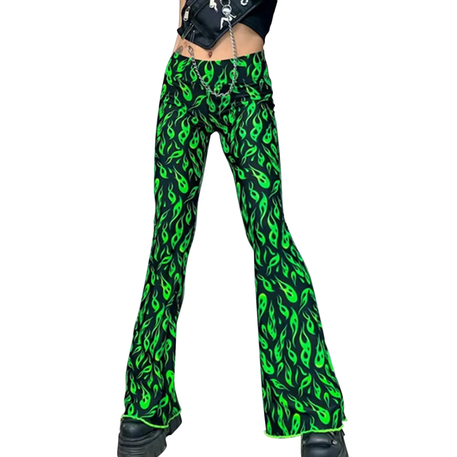 New Women's Wide Leg Flared Pants Fashion Flame Printing Elastic High Waist Casual Pants
New Women's Wide Leg Flared Pants Fashion Flame Printing Elastic High Waist Casual Pants