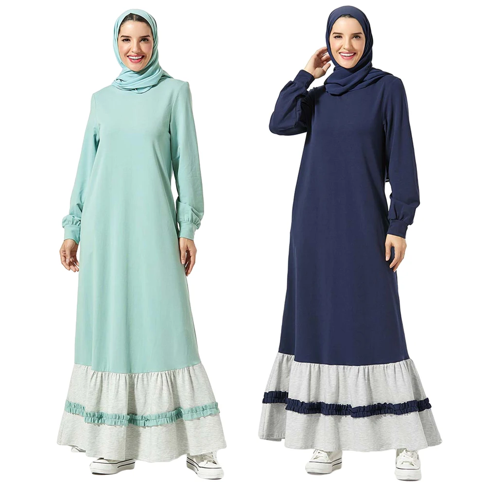 Ramadan Sweatshirt Abaya Muslim Women Long Sleeve Sport Dress Robes Jilbab Kaftan Arab Islamic Prayer Clothing Casual Gown New |