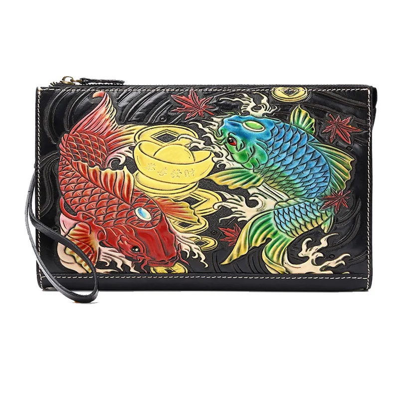 Handmade Women Men Vegetable Tanned Leather Fancy Carp Bag Money Holder Clutch Purse Cigarette Pocket Clutches Envelope
Handmade Women Men Vegetable Tanned Leather Fancy Carp Bag Money Holder Clutch Purse Cigarette Pocket Clutches Envelope
