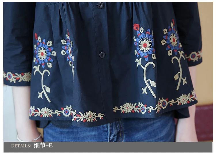 Women Tops Loose Casual New Waist Pleated Embroidery Flower Cotton Blouses Shirt Three Quarter Autumn Blouses Tops Clothes 700H8
Women Tops Loose Casual New Waist Pleated Embroidery Flower Cotton Blouses Shirt Three Quarter Autumn Blouses Tops Clothes 700H8