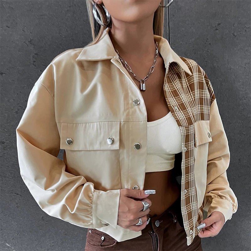 traf za Denim jackets brown Plaid Women Casual Loose Single Breasted Streetwear Outwear Short Coat abrigos mujer invierno 2021
traf za Denim jackets brown Plaid Women Casual Loose Single Breasted Streetwear Outwear Short Coat abrigos mujer invierno 2021