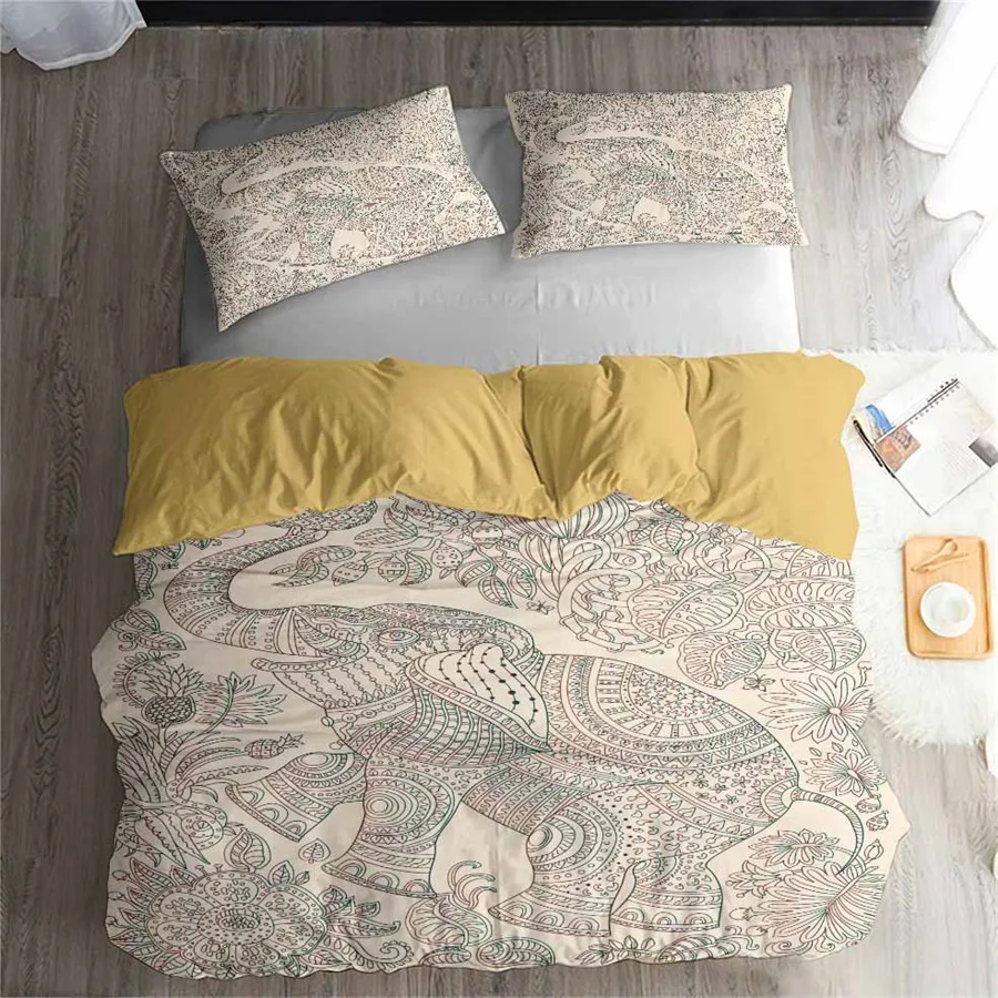 

HELENGILI 3D Bedding Set Elephant Print Duvet cover set lifelike bedclothes with pillowcase bed set home Textiles #DX-10