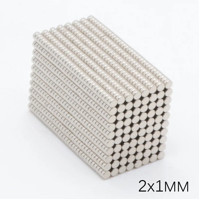 

1000pcs 2x1mm NdFeB Small round Super Strong Magnet Powerful Neodymium N35 Rare Earth Permanent Magnets for crafts Disc