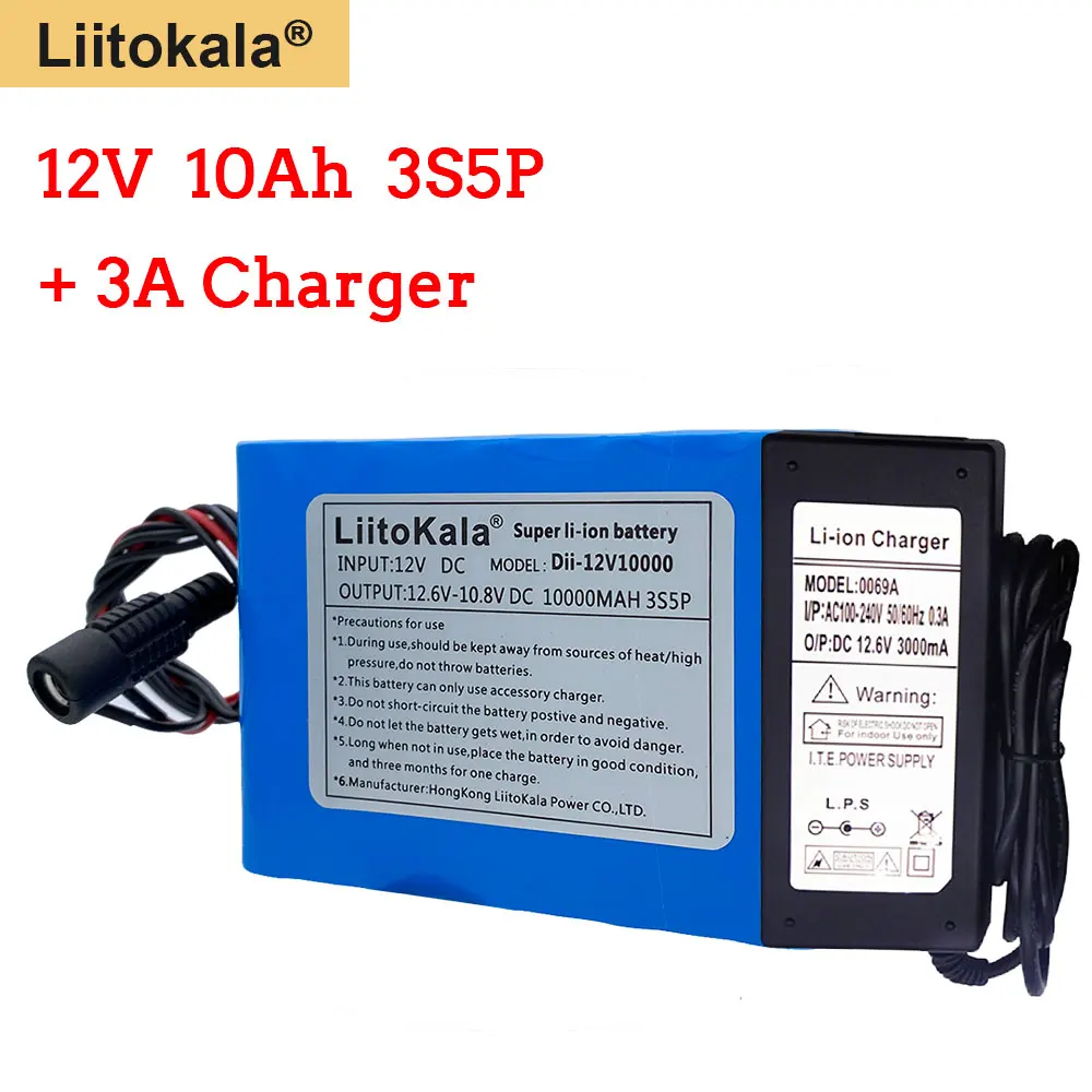 Large capacity LiitoKala 12V 10000mAh battery pack 18650 12v 10ah rechargeable lithium batteries for CCTV camera+12.6V3A charger
Large capacity LiitoKala 12V 10000mAh battery pack 18650 12v 10ah rechargeable lithium batteries for CCTV camera+12.6V3A charger