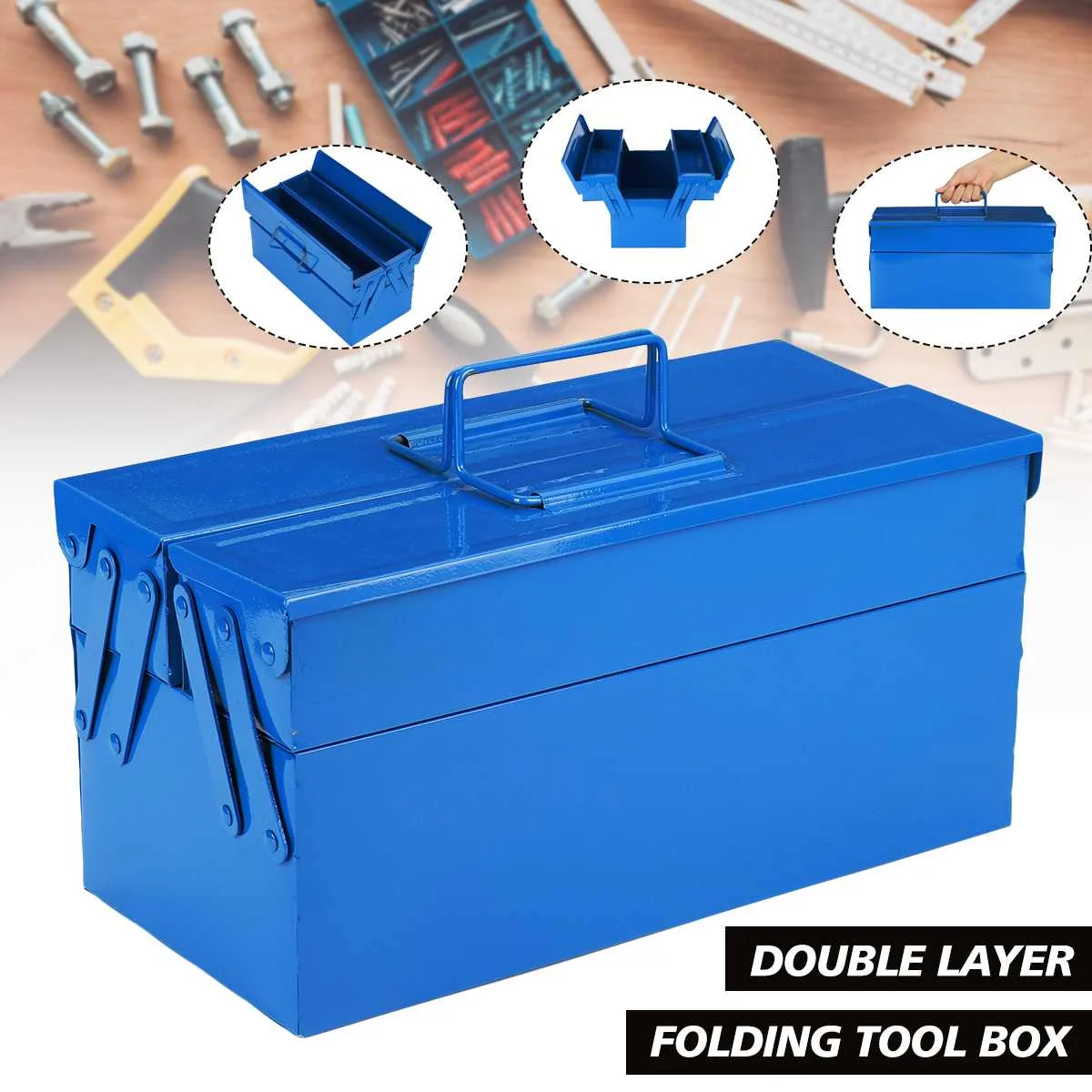Double Layers Multi-Function Tool Case Auto Repair Tools Box Ergonomic Portable Metal Tool Folding Storage Box Shockproof
Double Layers Multi-Function Tool Case Auto Repair Tools Box Ergonomic Portable Metal Tool Folding Storage Box Shockproof