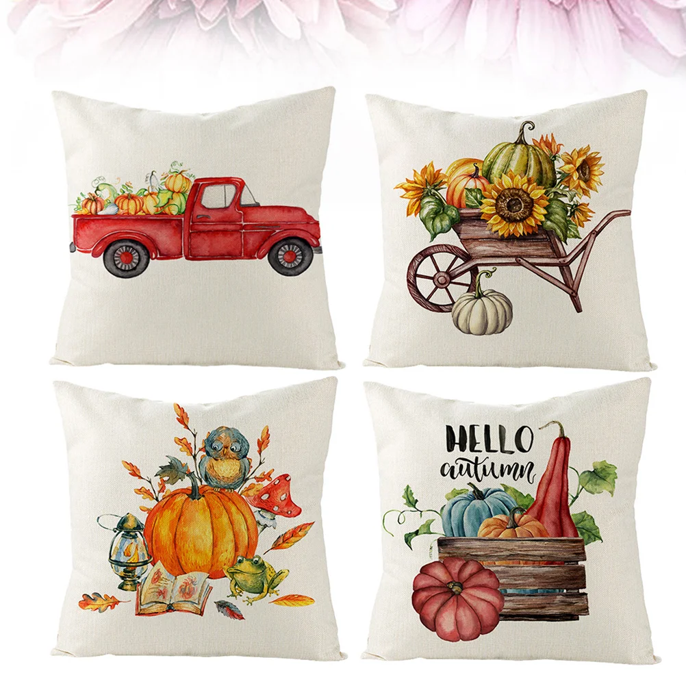 4pcs Pumpkin Pattern Pillow Cases Linen Pillow Covers Cushion Protectors Home Ornament without Pillow Core
4pcs Pumpkin Pattern Pillow Cases Linen Pillow Covers Cushion Protectors Home Ornament without Pillow Core