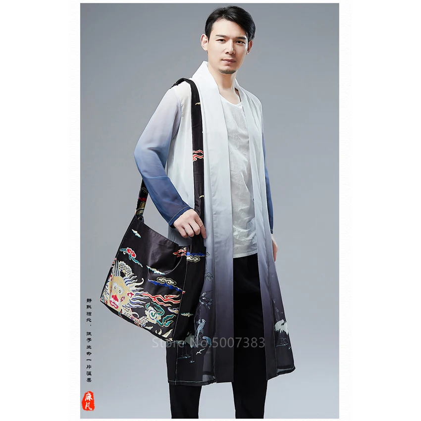 Summer Chinese Traditional Ethnic Clothes Tang Suit Top Men Male Fairy Chiffon Print Long Cardigan Fashion Streetweaar Robe Gown
Summer Chinese Traditional Ethnic Clothes Tang Suit Top Men Male Fairy Chiffon Print Long Cardigan Fashion Streetweaar Robe Gown
